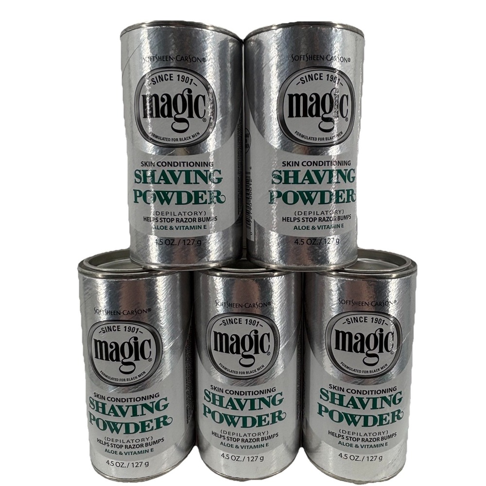 SoftSheen-Carson Magic Skin Conditioning Shaving Powder 5 Cans 4.5 Oz/127g Each